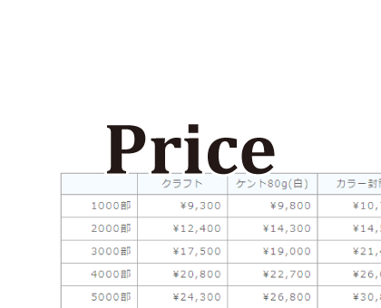 印刷価格表